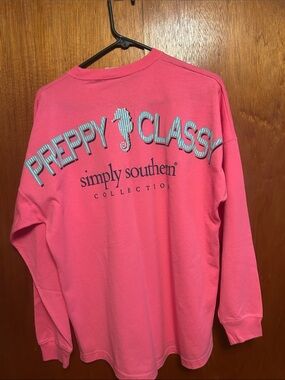 Simply Southern Pink "Preppy & Classy" Long Sleeve Tee